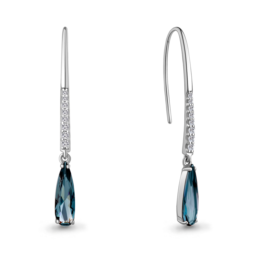 4792793А Серьги из Серебра с нанотопазами лондон, фианитами