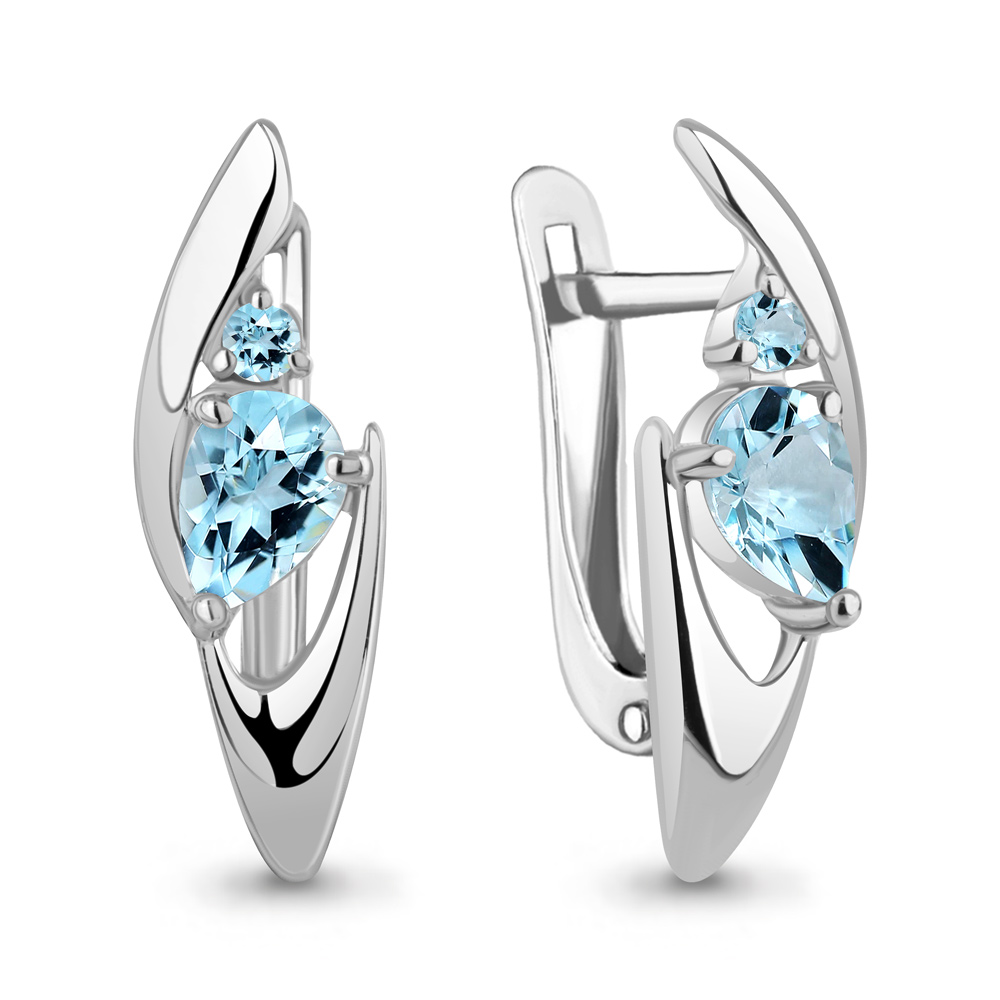 4793102 Серьги из Серебра с топазами скай блю