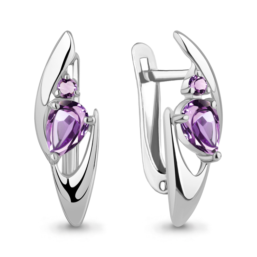 4793104 Серьги из Серебра с аметистами