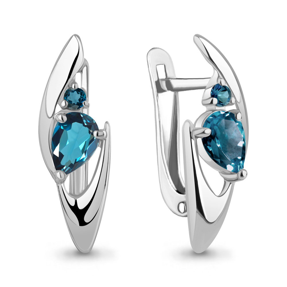 4793108 Серьги из Серебра с топазами лондон блю