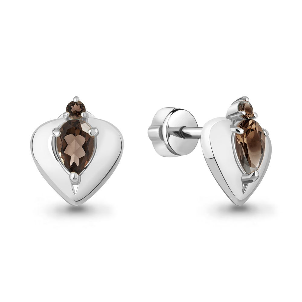 4793201 Серьги из Серебра с кварцами дымчатыми