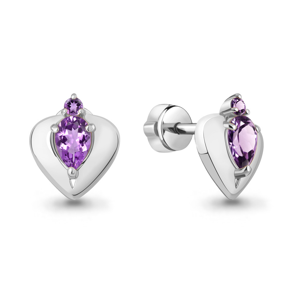 4793204 Серьги из Серебра с аметистами