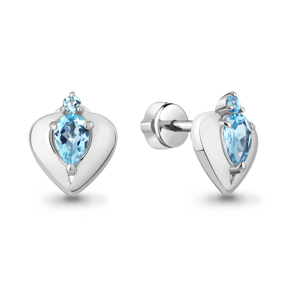 4793205 Серьги из Серебра с топазами свисс блю