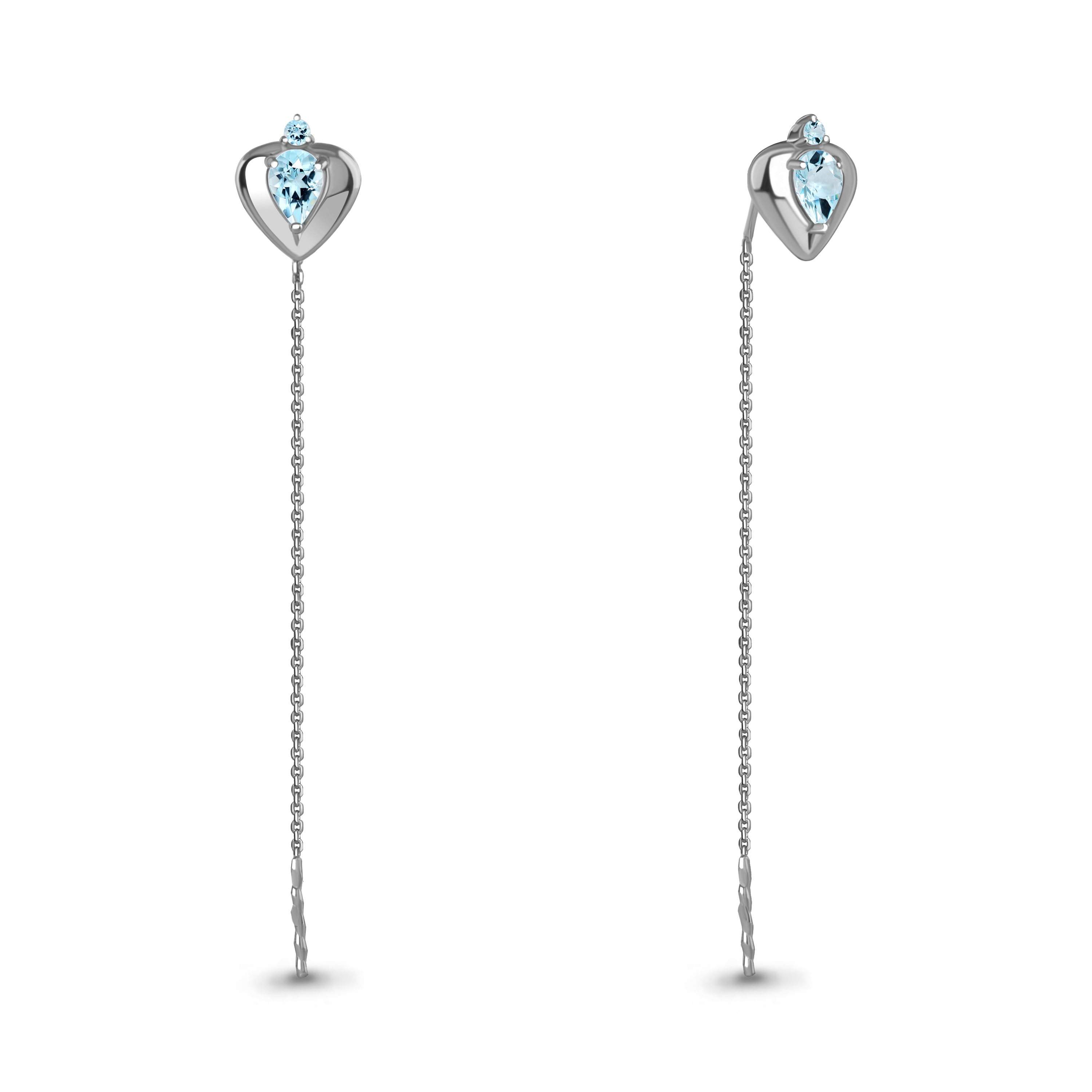 4793302 Серьги из Серебра с топазами скай блю