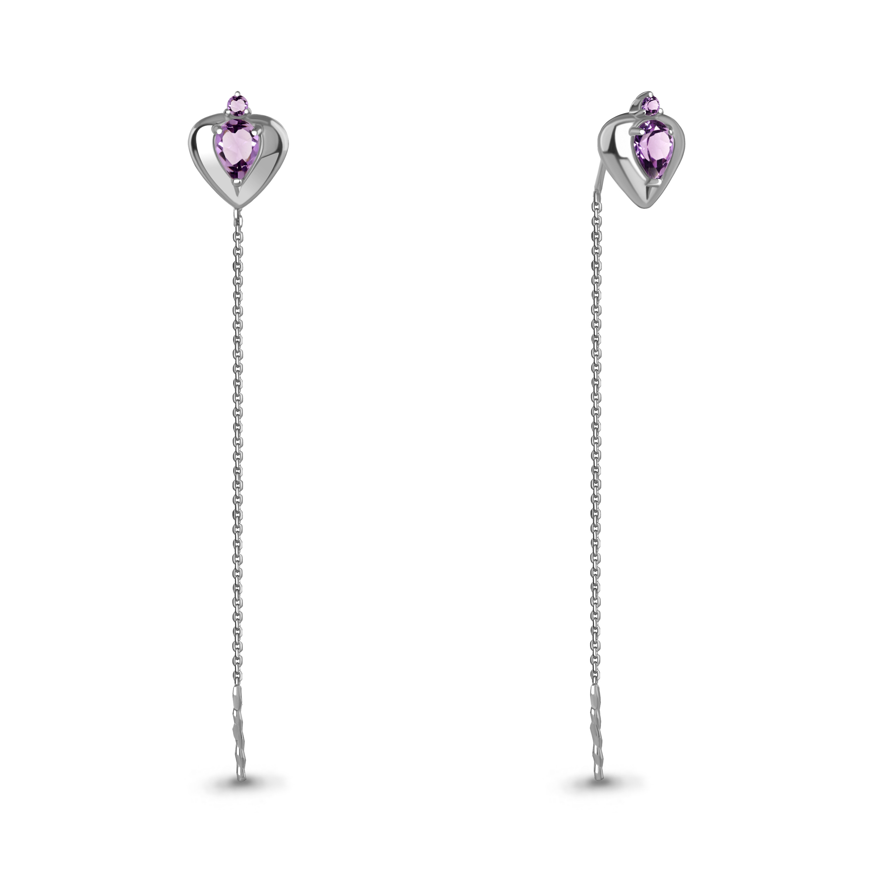 4793304 Серьги из Серебра с аметистами