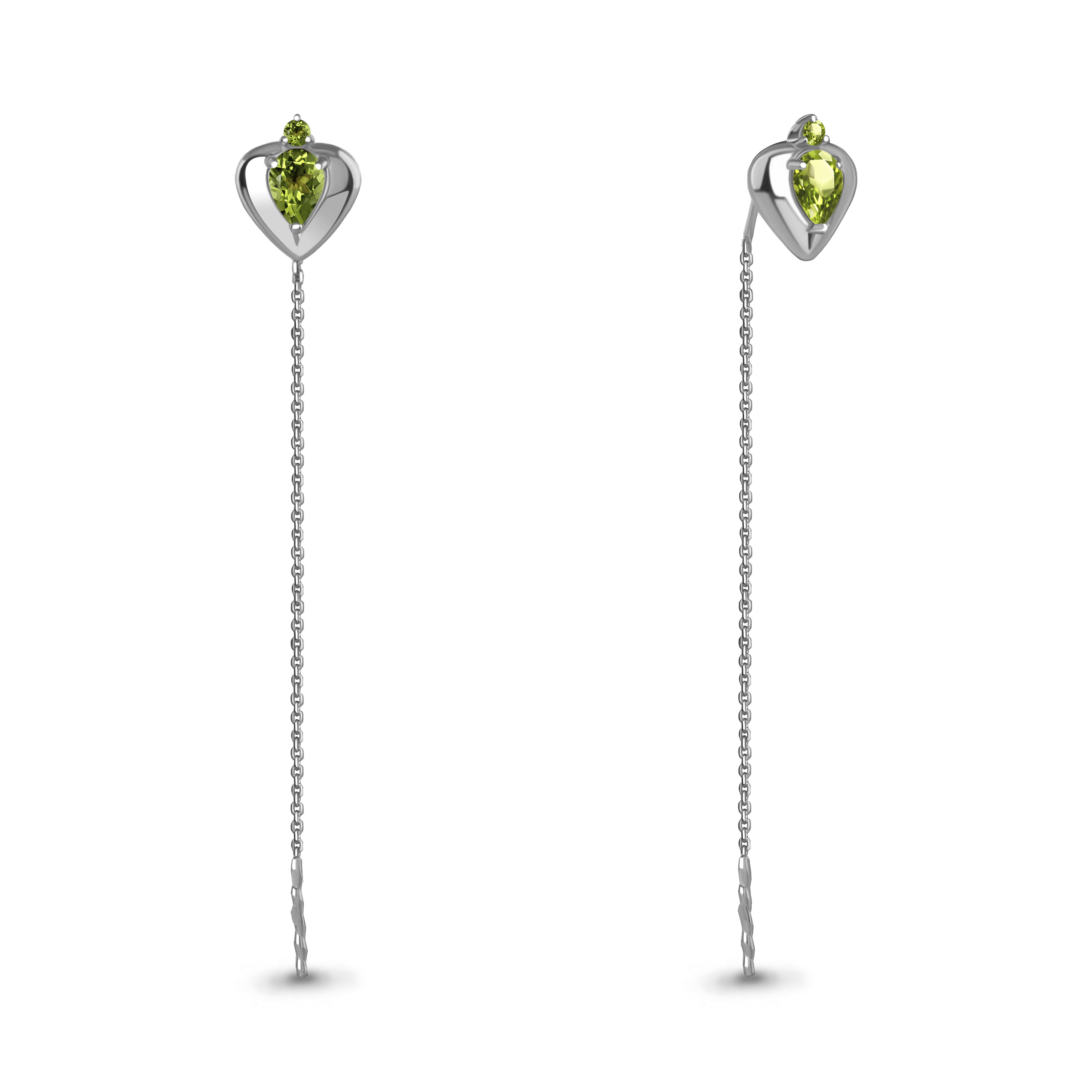 4793307 Серьги из Серебра с хризолитами