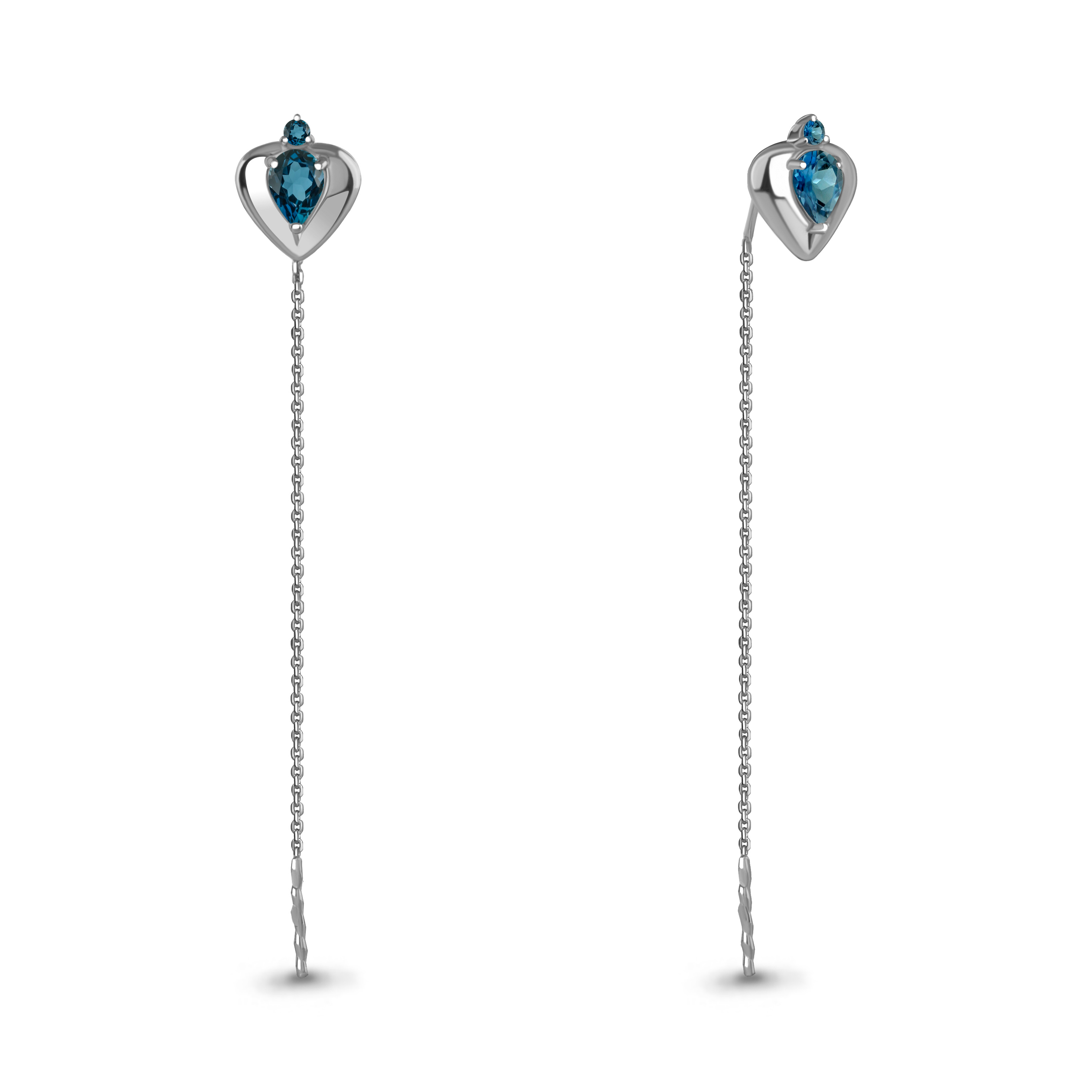 4793308 Серьги из Серебра с топазами лондон блю