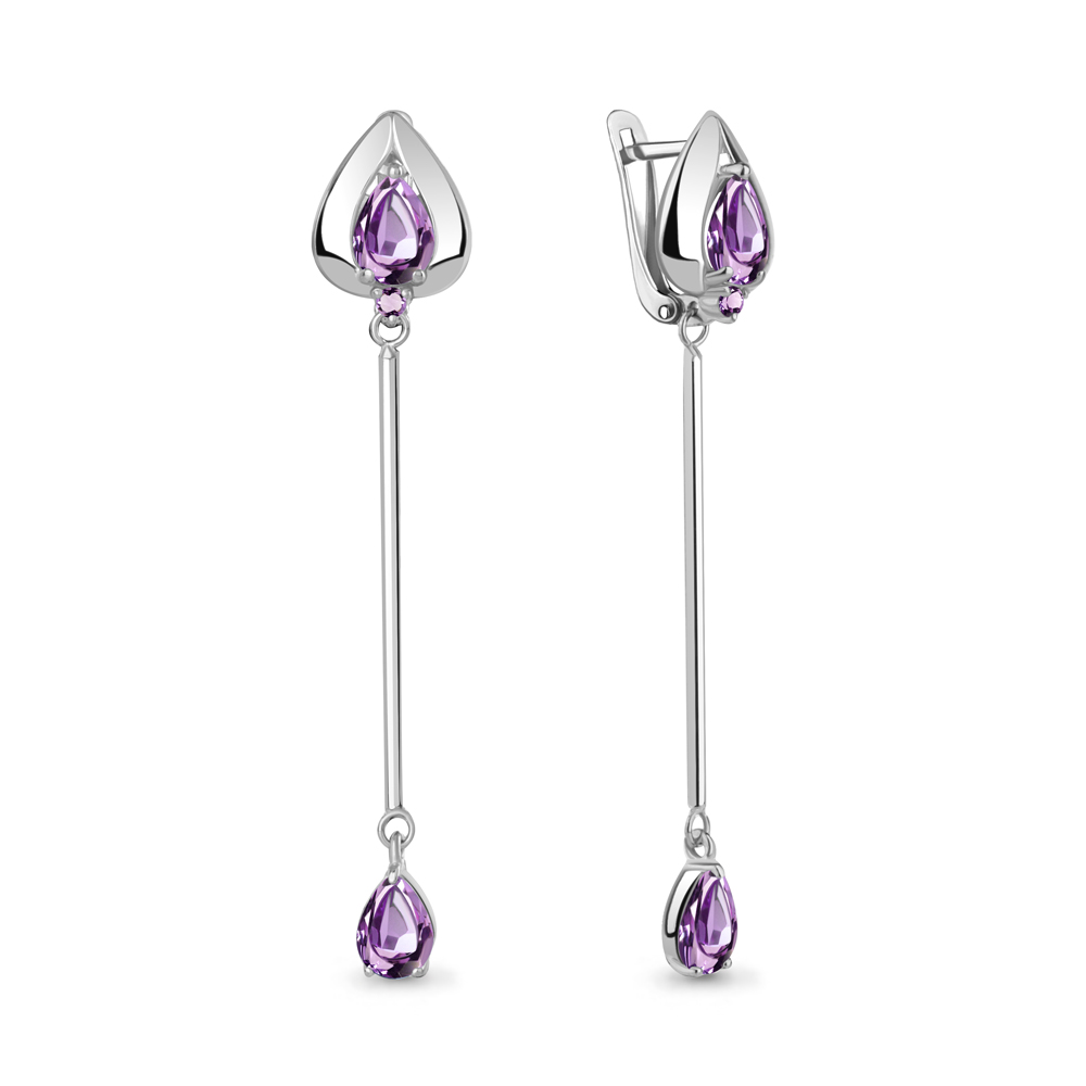 4793504 Серьги из Серебра с аметистами