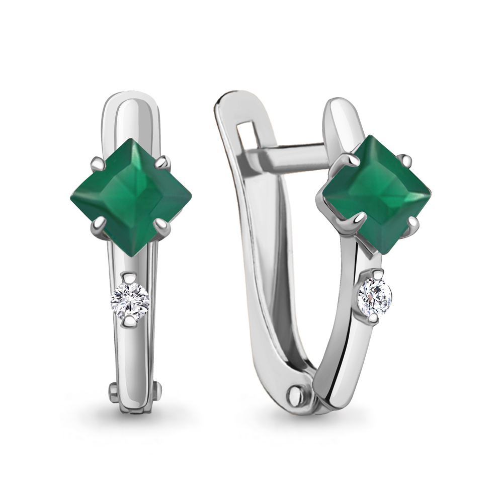 4793609 Серьги из Серебра с агатами, фианитами