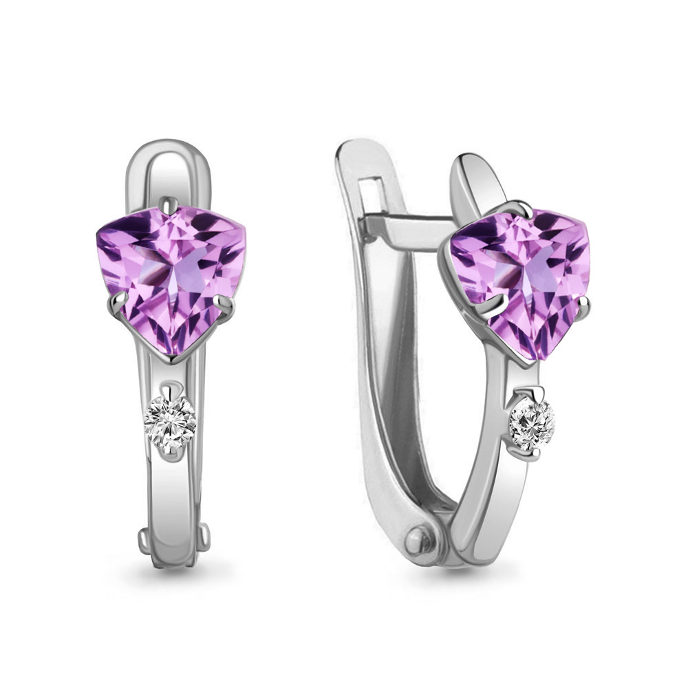4793704 Серьги из Серебра с аметистами, фианитами