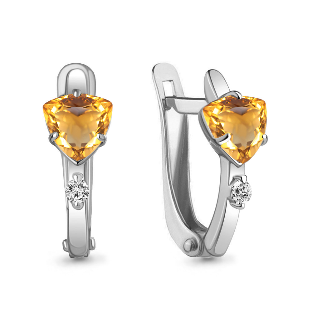 4793706 Серьги из Серебра с фианитами, цитринами