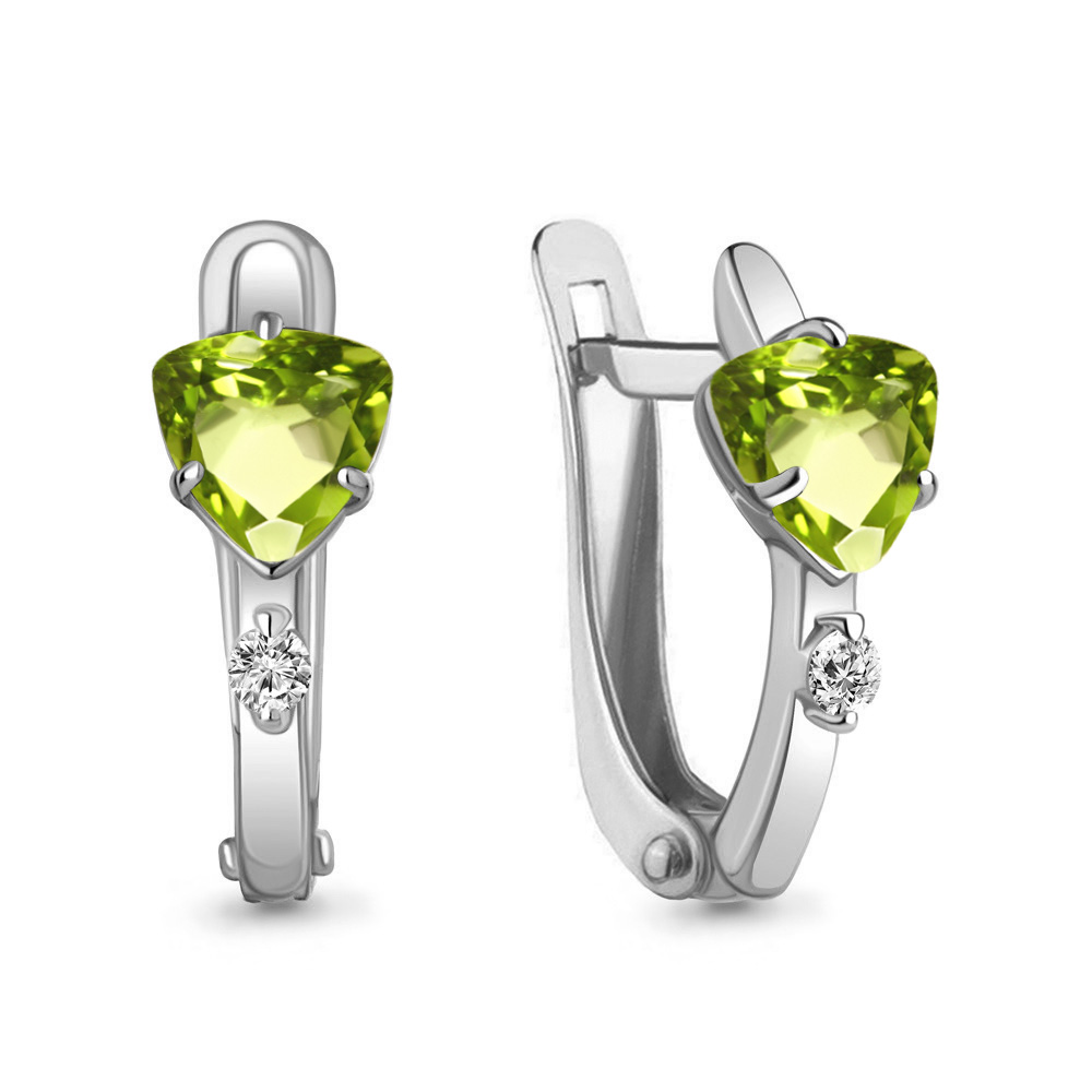 4793707 Серьги из Серебра с фианитами, хризолитами