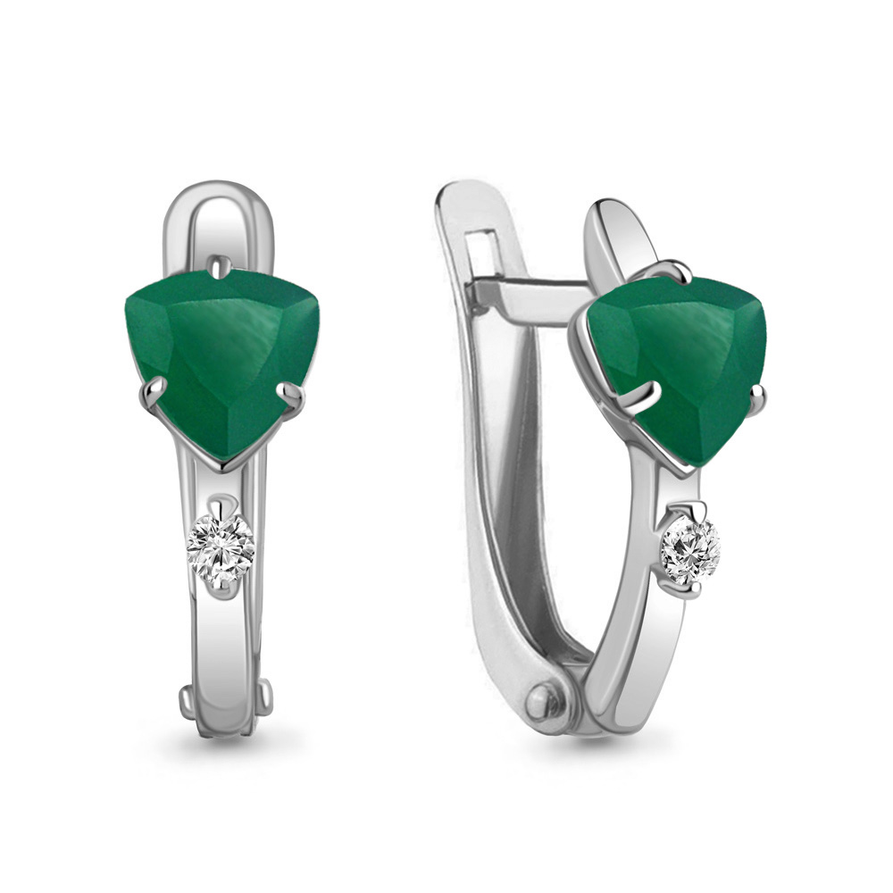 4793709А Серьги из Серебра с агатами, фианитами