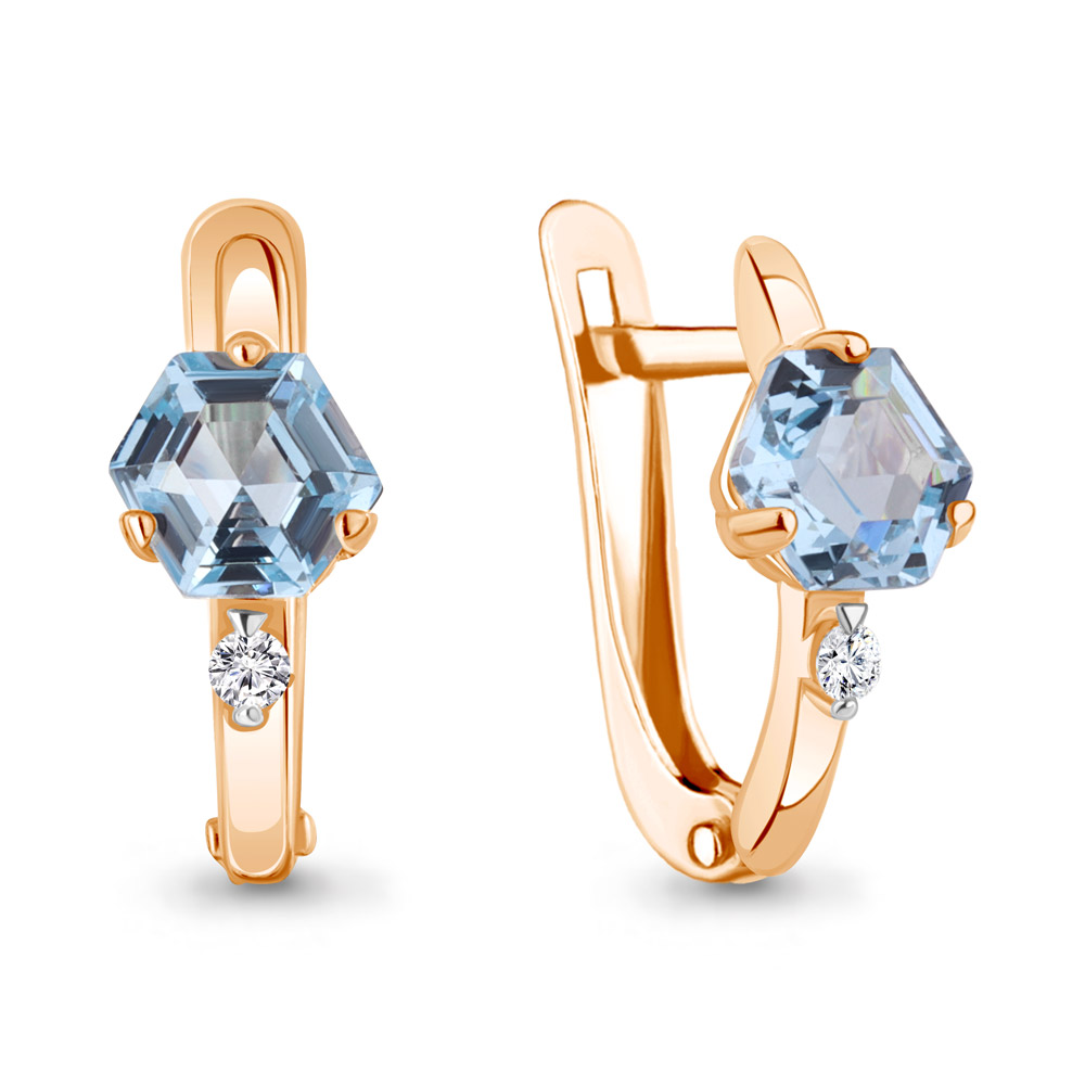 4793892 Серьги из Золота с нанотопазами свисс, фианитами