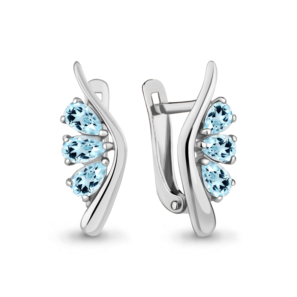 4794002 Серьги из Серебра с топазами скай блю