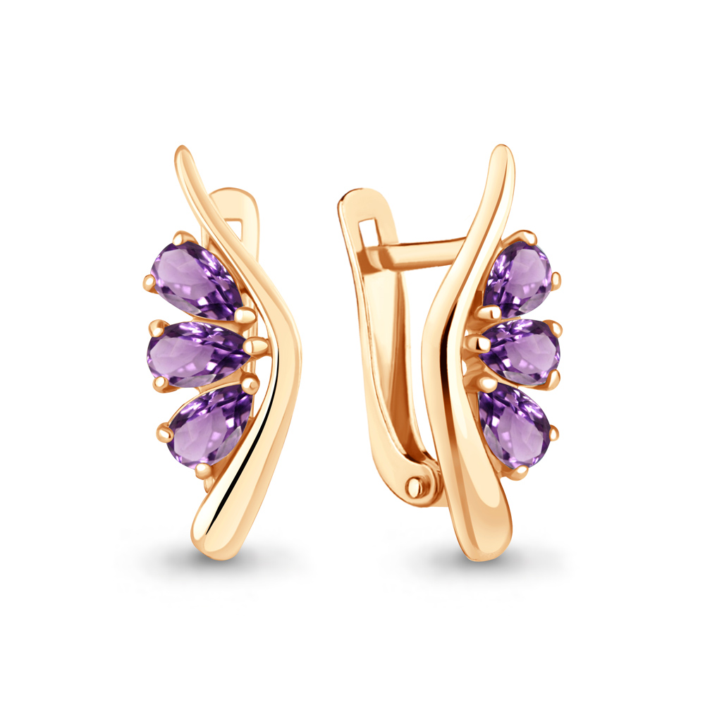 4794004 Серьги из Золота с аметистами