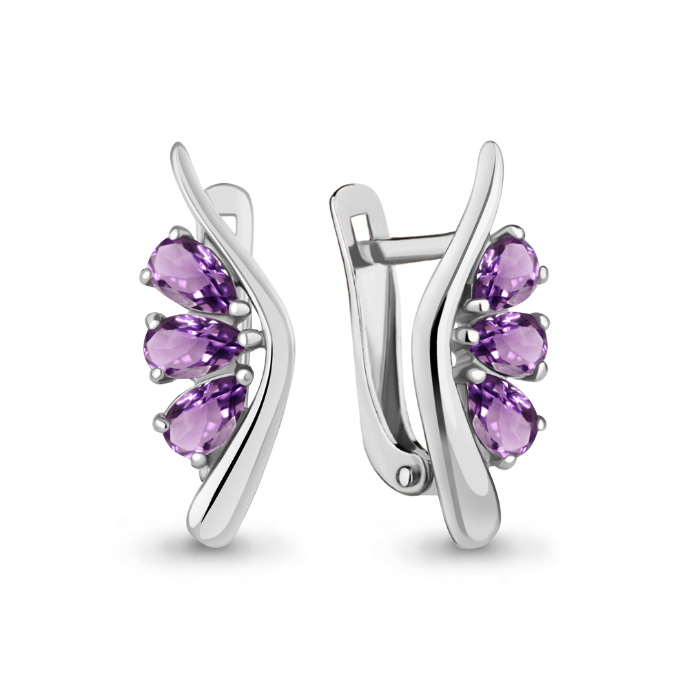 4794004 Серьги из Серебра с аметистами