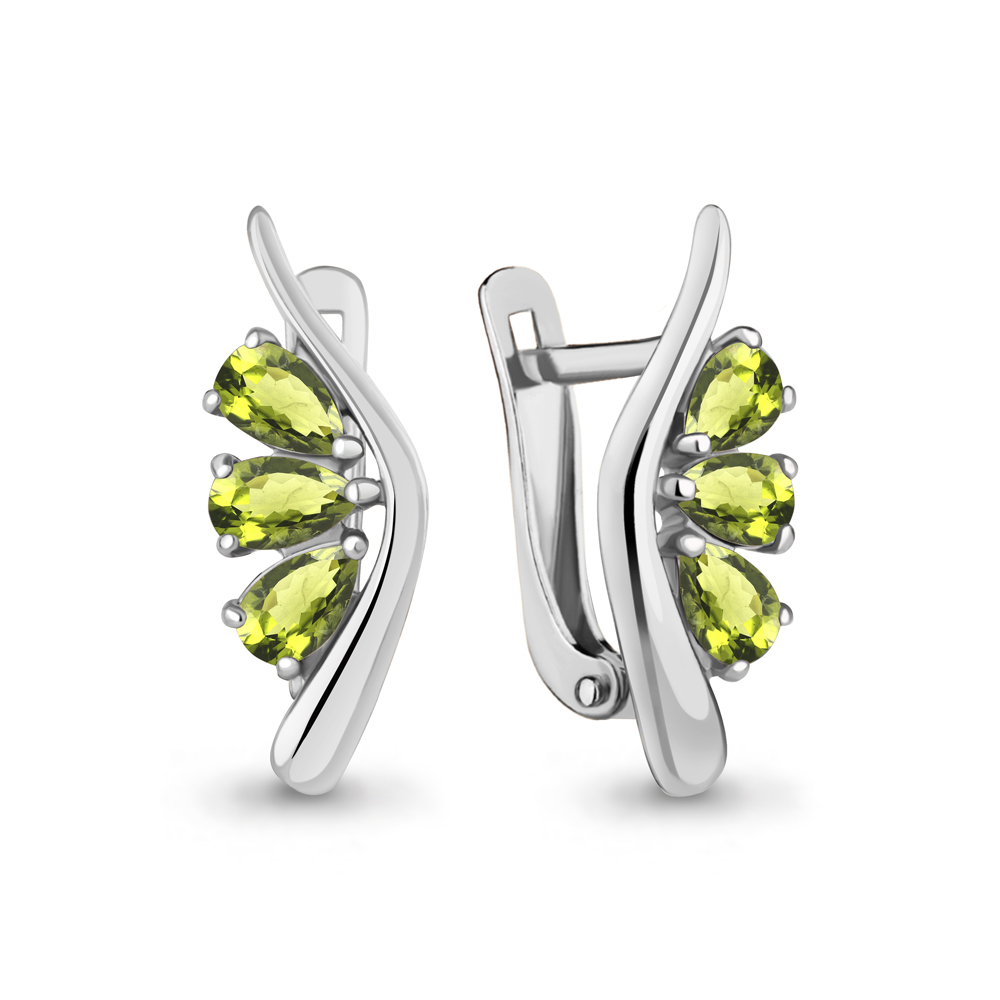 4794007 Серьги из Серебра с хризолитами