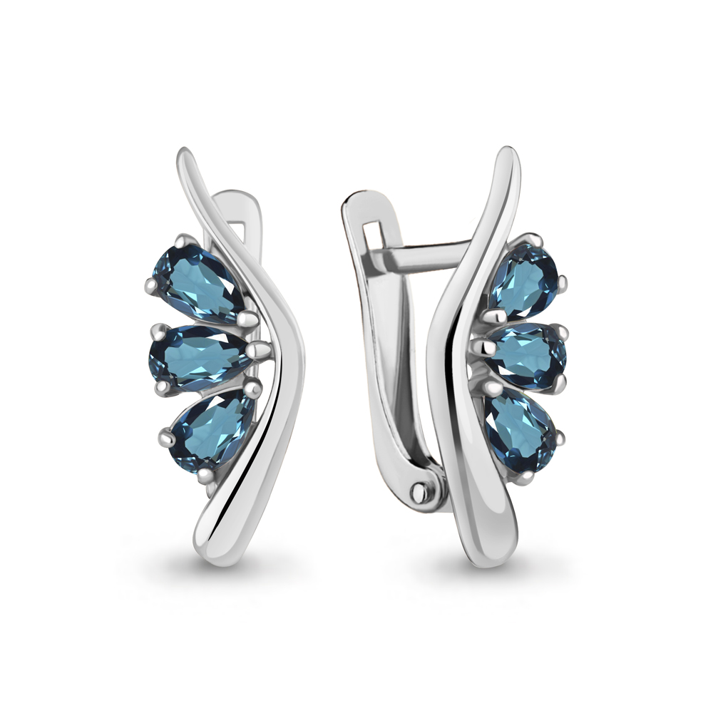 4794008 Серьги из Серебра с топазами лондон блю