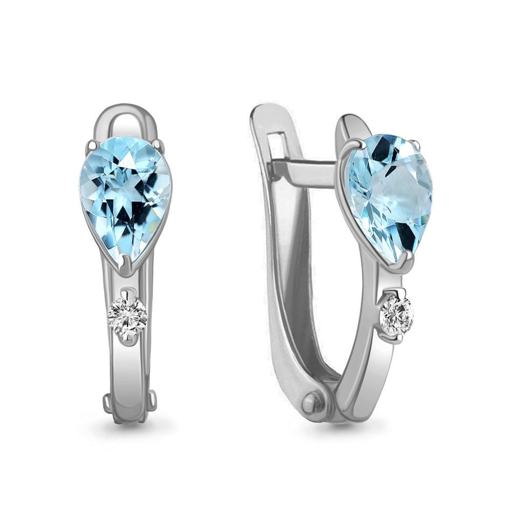4794102 Серьги из Серебра с топазами скай блю, фианитами