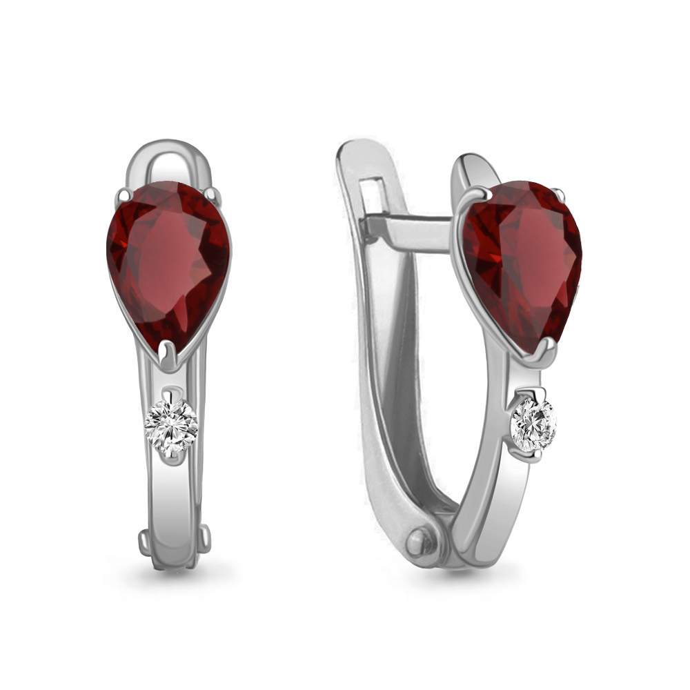4794103 Серьги из Серебра с гранатами, фианитами