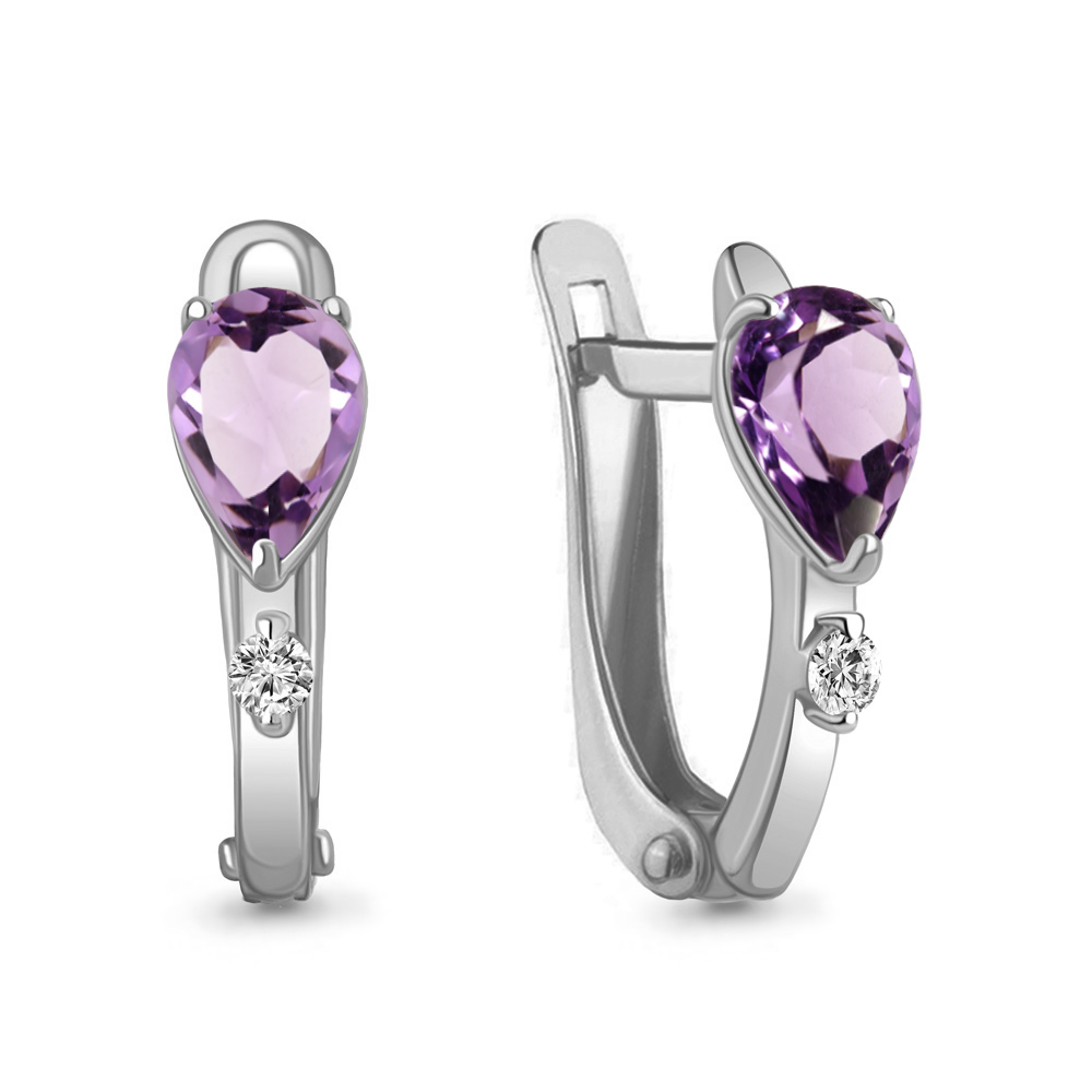 4794104А Серьги из Серебра с аметистами, фианитами