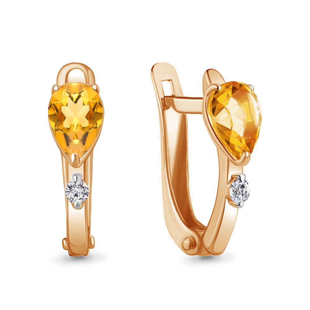 4794106 Серьги из Золота с фианитами, цитринами