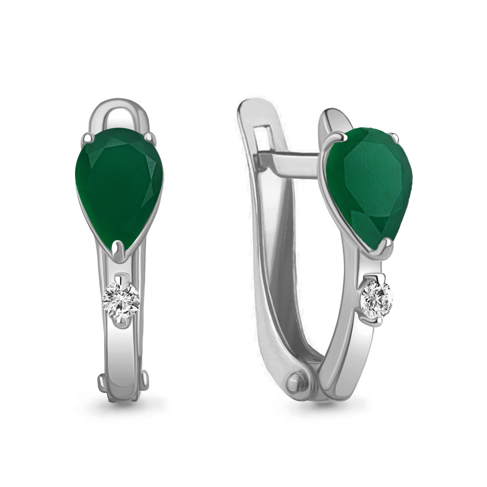 4794109А Серьги из Серебра с агатами, фианитами