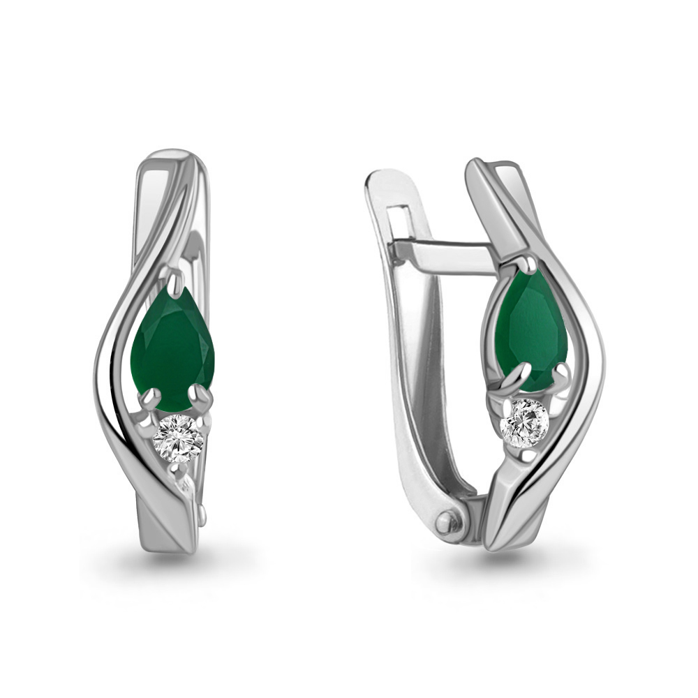4794309А Серьги из Серебра с агатами, фианитами