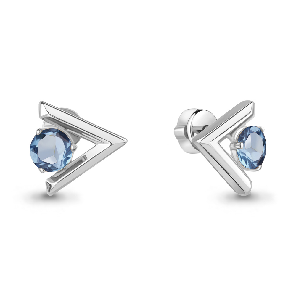 4794705 Серьги из Серебра с топазами свисс блю