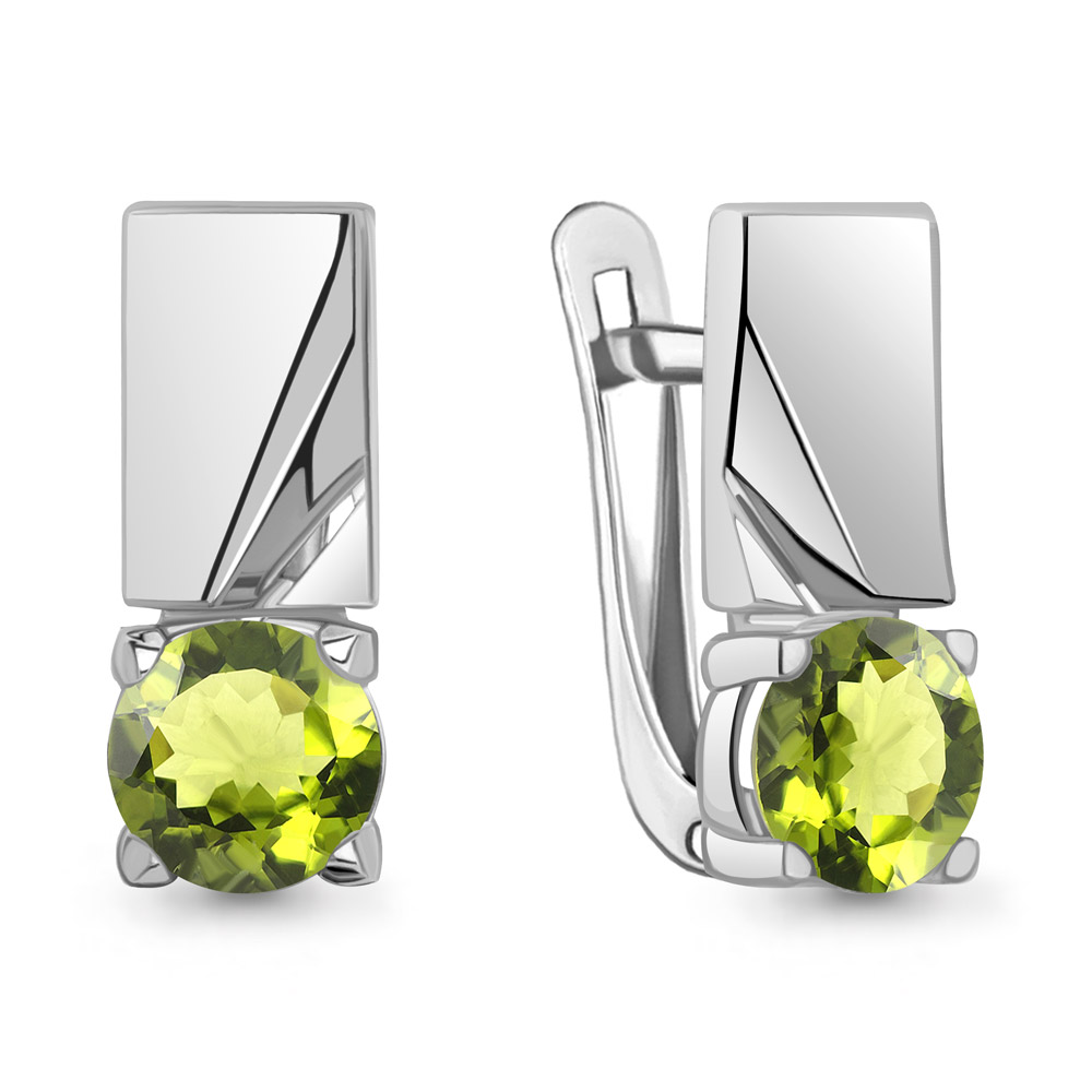 4795907 Серьги из Серебра с хризолитами