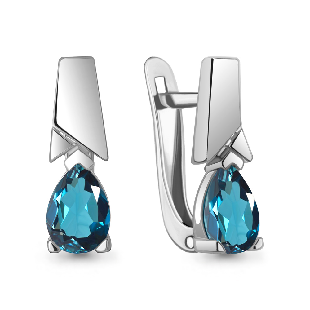 4796008 Серьги из Серебра с топазами лондон блю