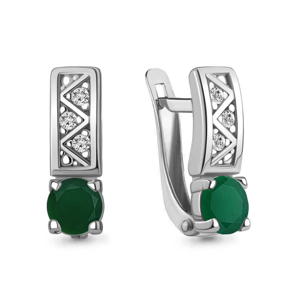 4796909А Серьги из Серебра с агатами, фианитами