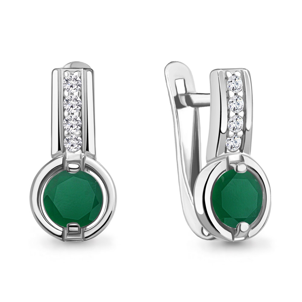 4797009А Серьги из Серебра с агатами, фианитами