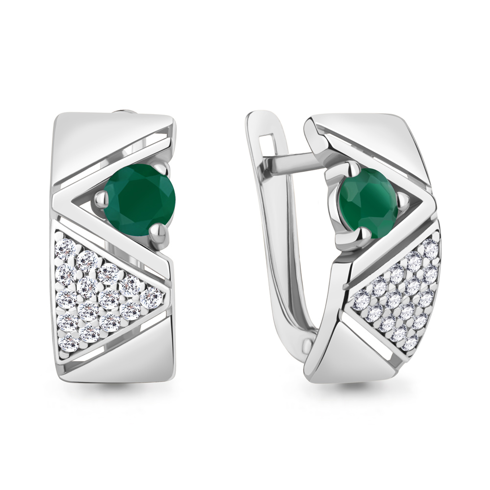 4797109А Серьги из Серебра с агатами, фианитами