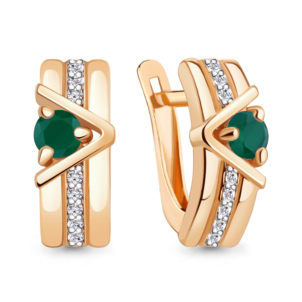 4797209А Серьги из Золота с агатами, фианитами