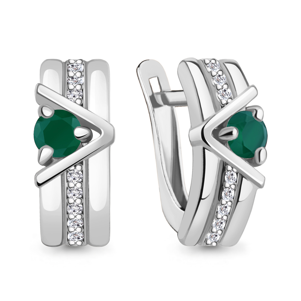 4797209А Серьги из Серебра с агатами, фианитами