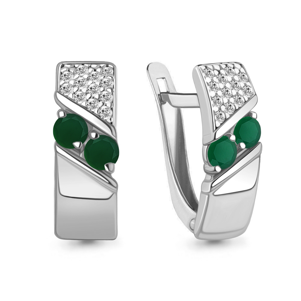 4797409А Серьги из Серебра с агатами, фианитами