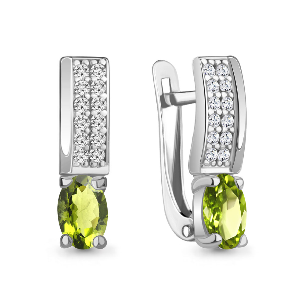 4797507А Серьги из Серебра с фианитами, хризолитами