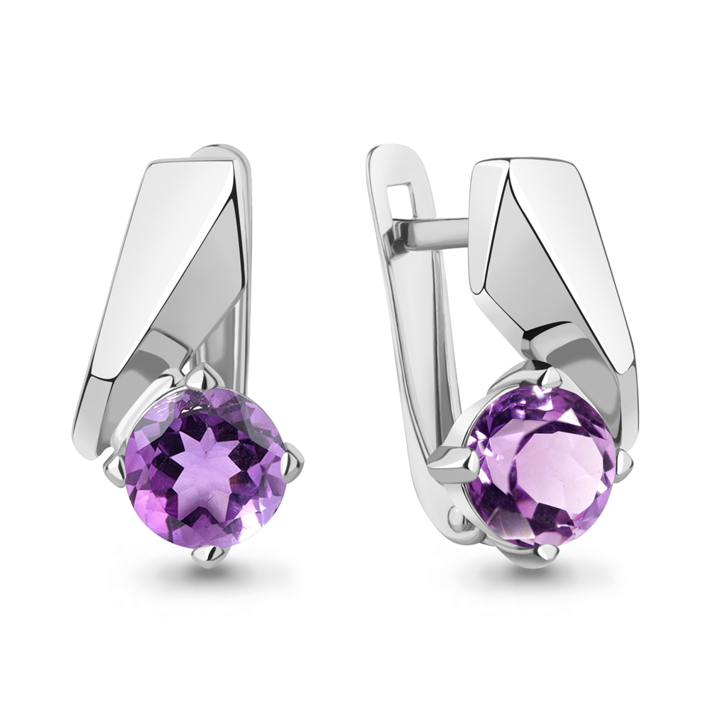 4798704 Серьги из Серебра с аметистами