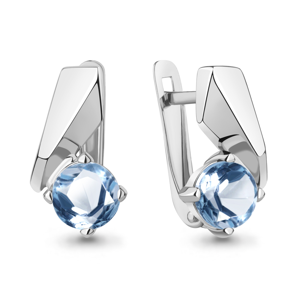 4798705 Серьги из Серебра с топазами свисс блю