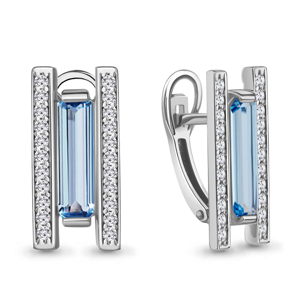 4799892А Серьги из Серебра с нанотопазами свисс, фианитами