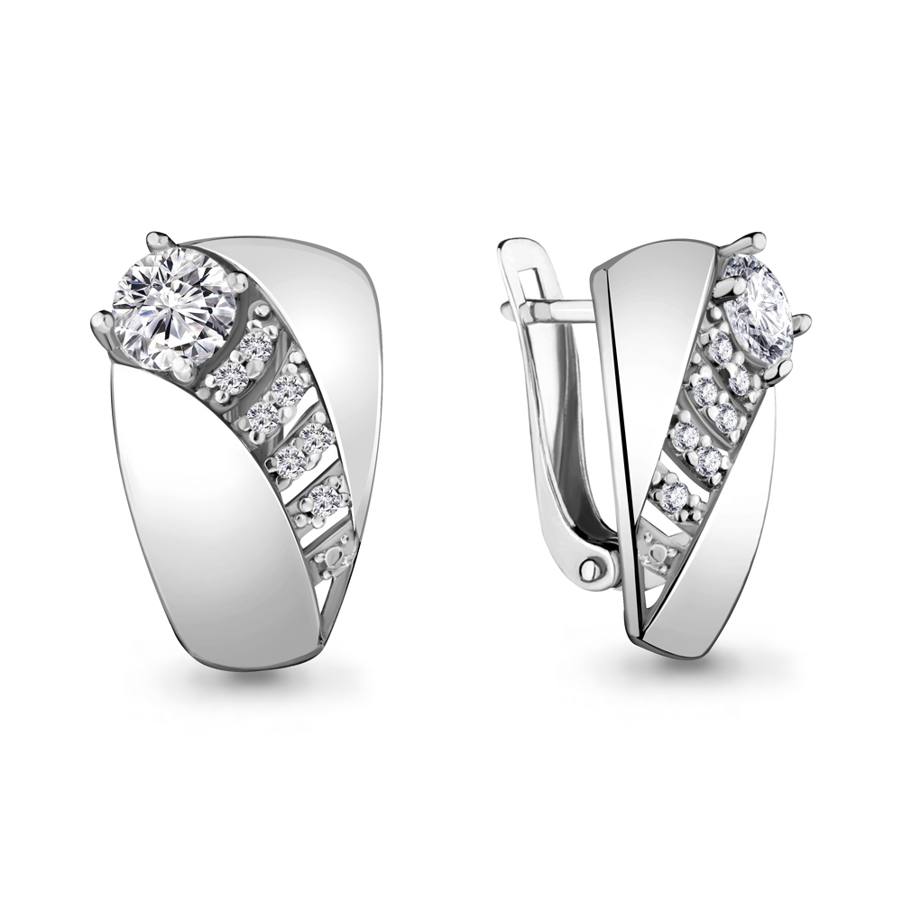 48033А Серьги из Серебра с фианитами