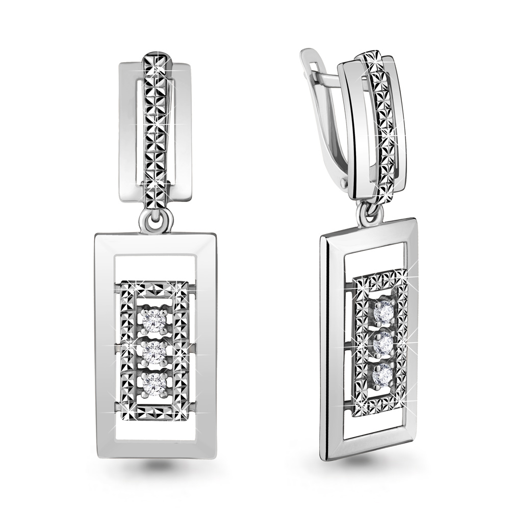 48035А Серьги из Серебра с фианитами
