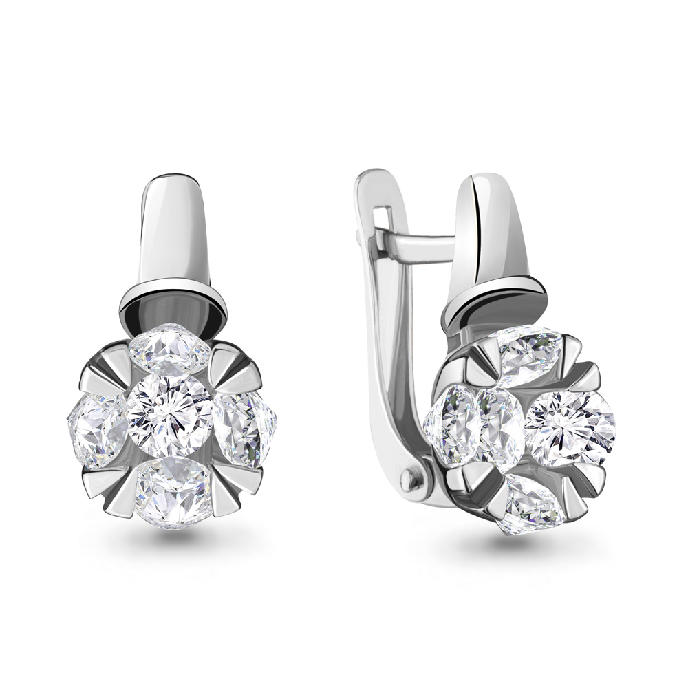 48057А Серьги из Серебра с фианитами из коллекции "Supreme"