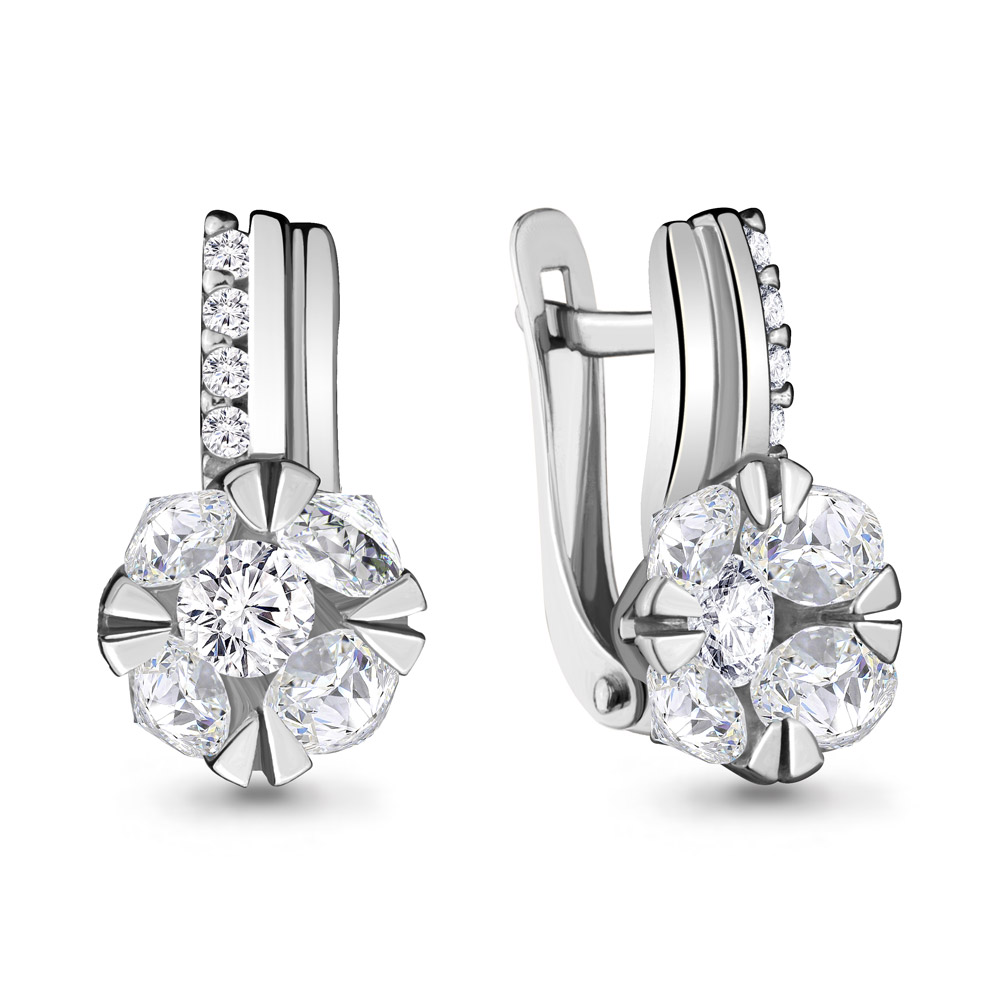 48058А Серьги из Серебра с фианитами из коллекции "Supreme"