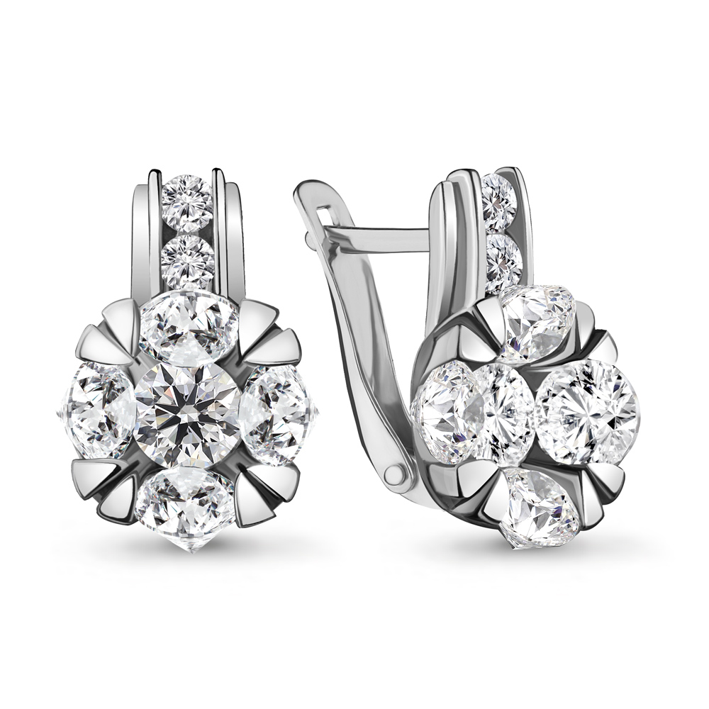 48062А Серьги из Серебра с фианитами из коллекции "Supreme"