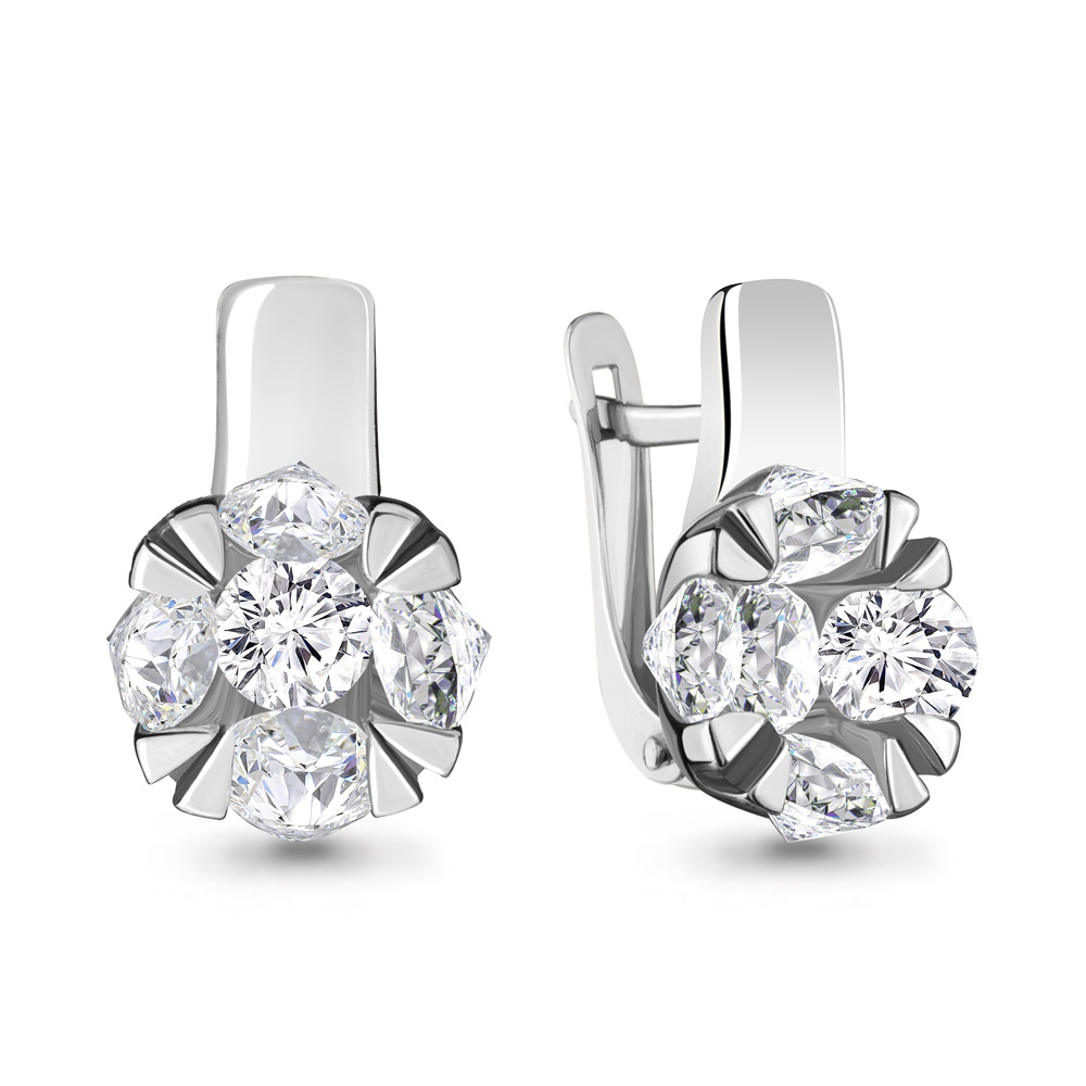 48063А Серьги из Серебра с фианитами из коллекции "Supreme"