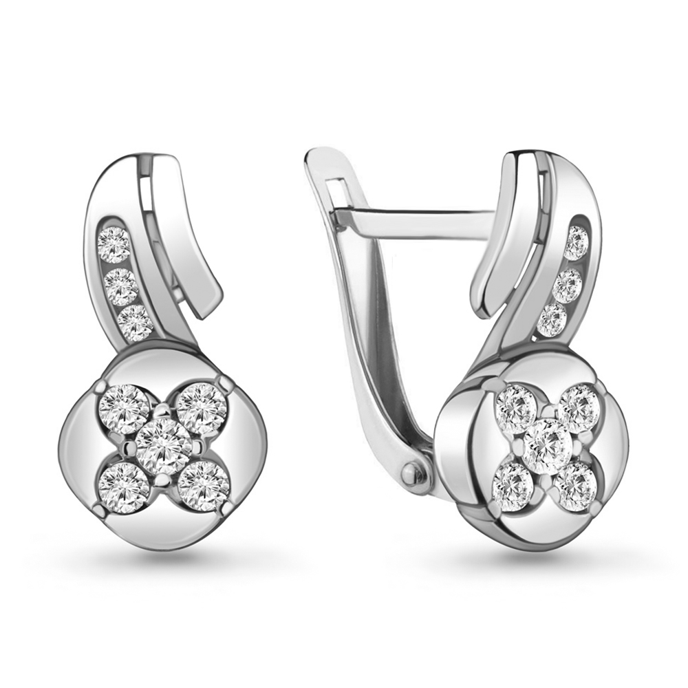 48074А Серьги из Серебра с фианитами