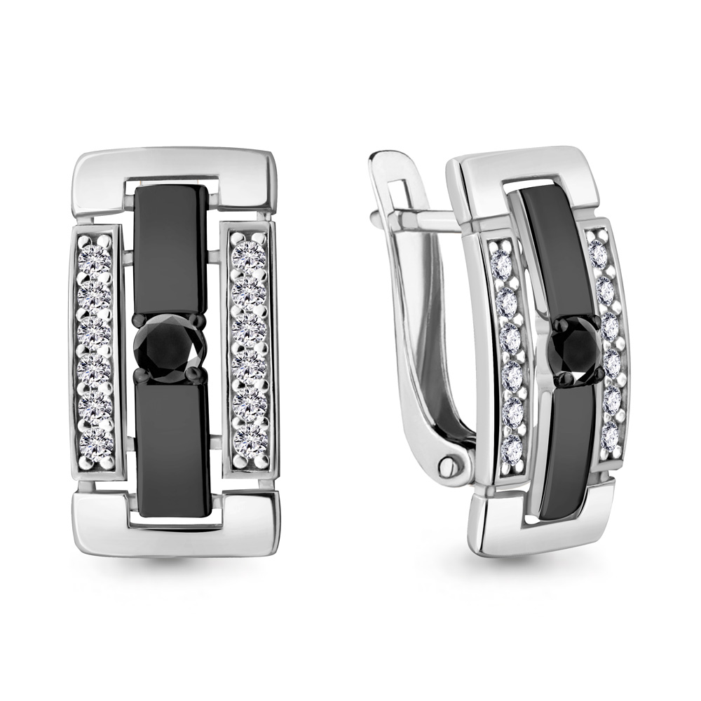 48086АЧ Серьги из Серебра с нанокристаллами, фианитами